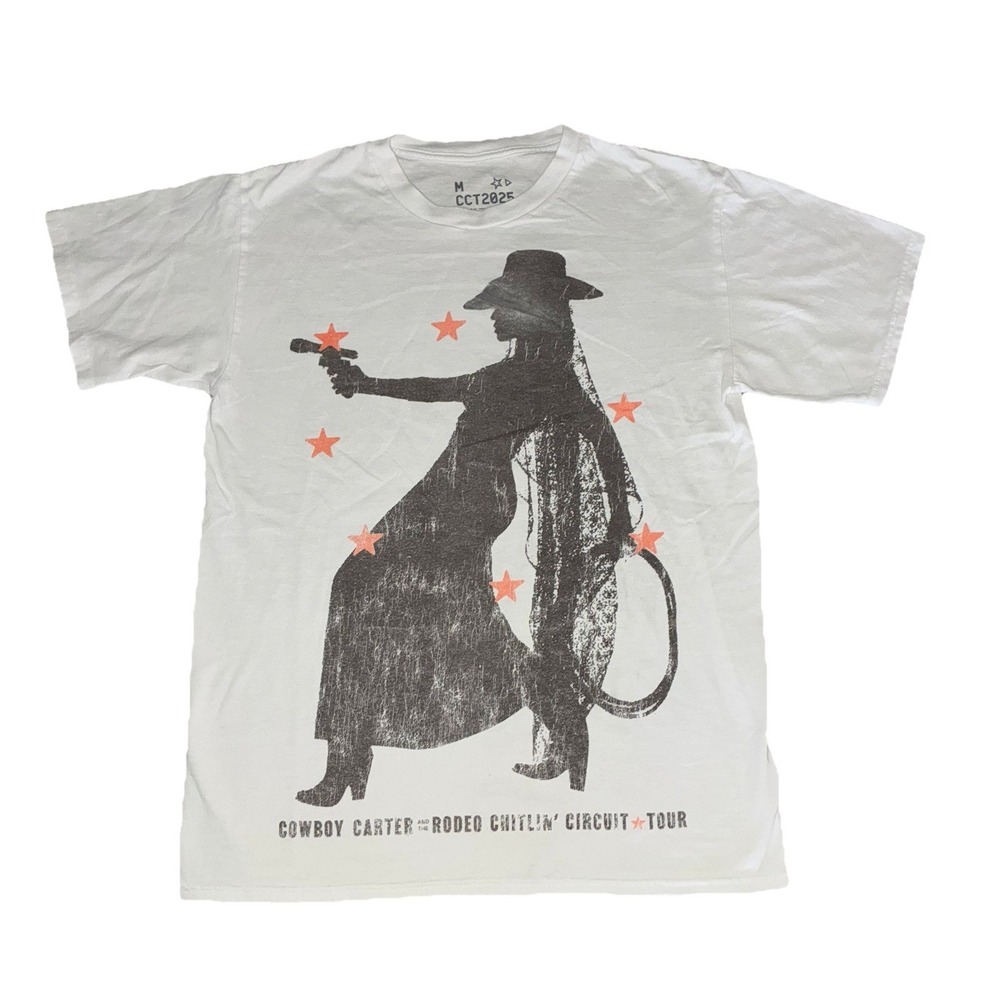 Beyonce Most Wanted Tee M White Cowboy Carter Tour‎ 2025 Merch NEW *flaw